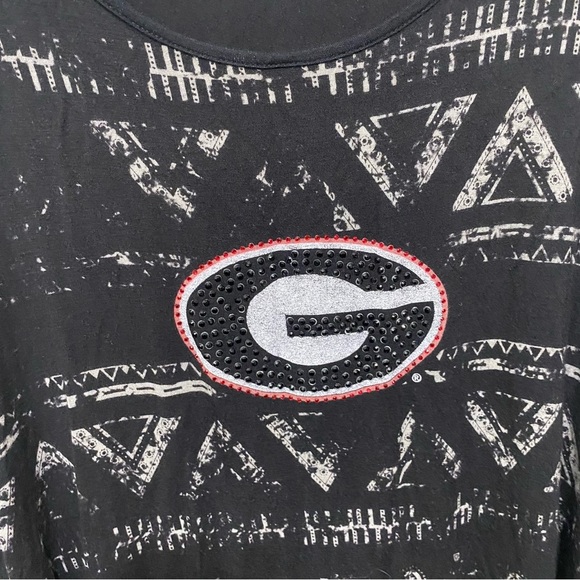 P Michael Black Georgia Bulldogs Graphic Aztec Print Beaded Top - Picture 2 of 5